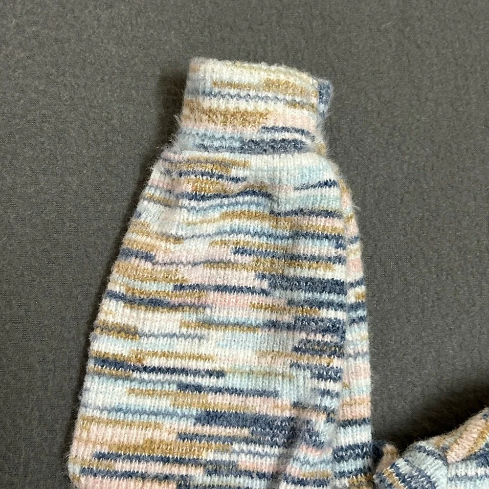 Old Navy Knit Top Kids 5T Blue Space Dye Mock Neck Long Sleeve Sweater